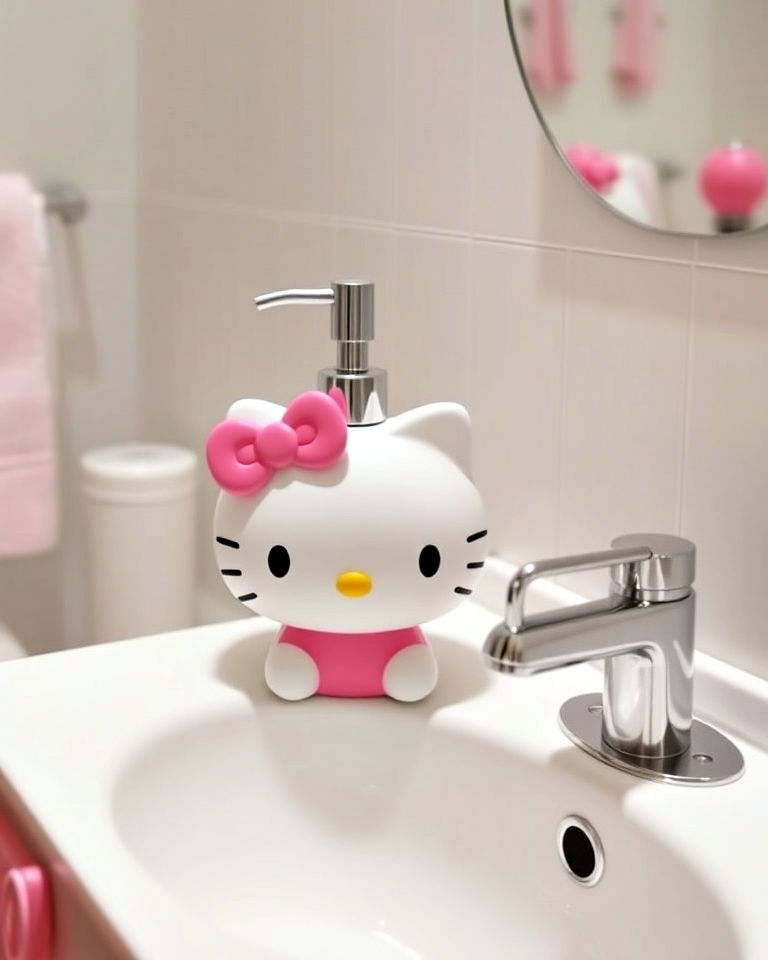 hello kitty soap dispenser in bathroom - 15 Hello Kitty Bathroom Ideas