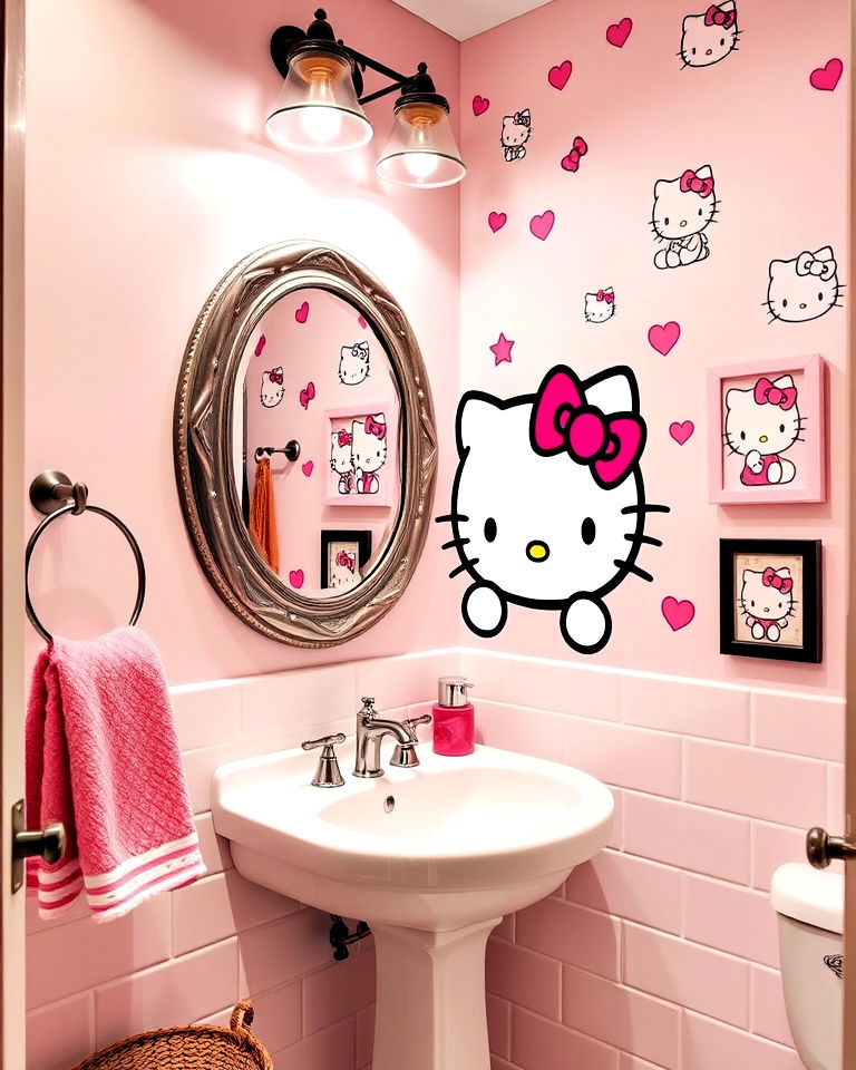 hello kitty wall decals and stickers for bathroom - 15 Hello Kitty Bathroom Ideas