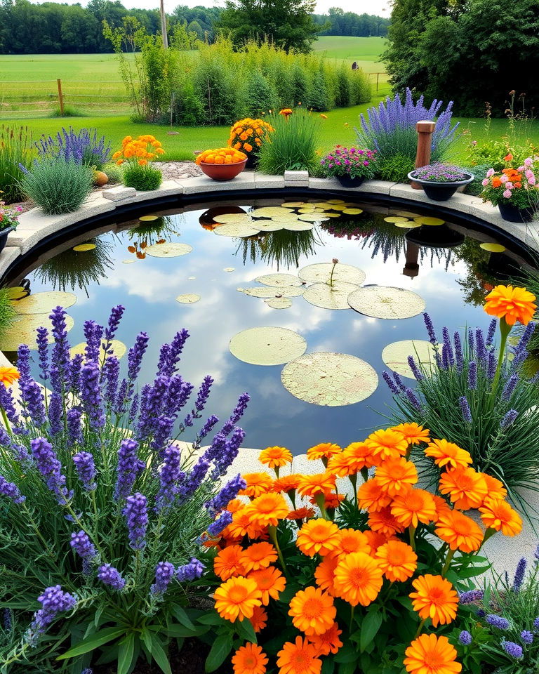 herb and flower fringed pond herb and flower fringed pond - 15 Farm Pond Ideas