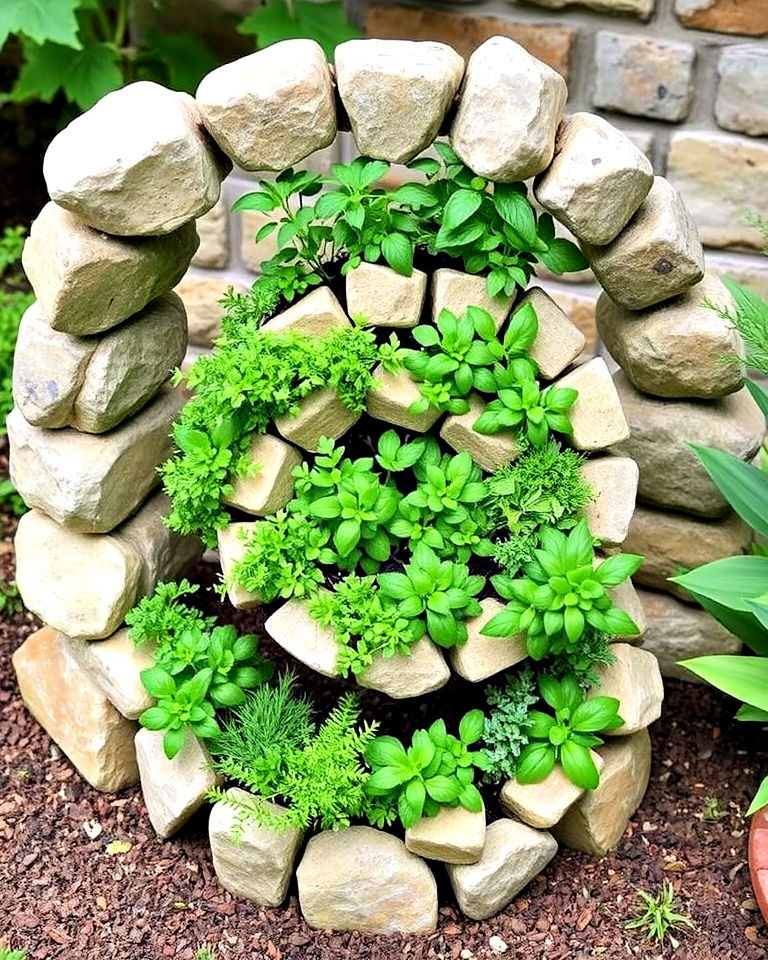 herb spiral with stone walls - 25 Spiral Garden Design Ideas