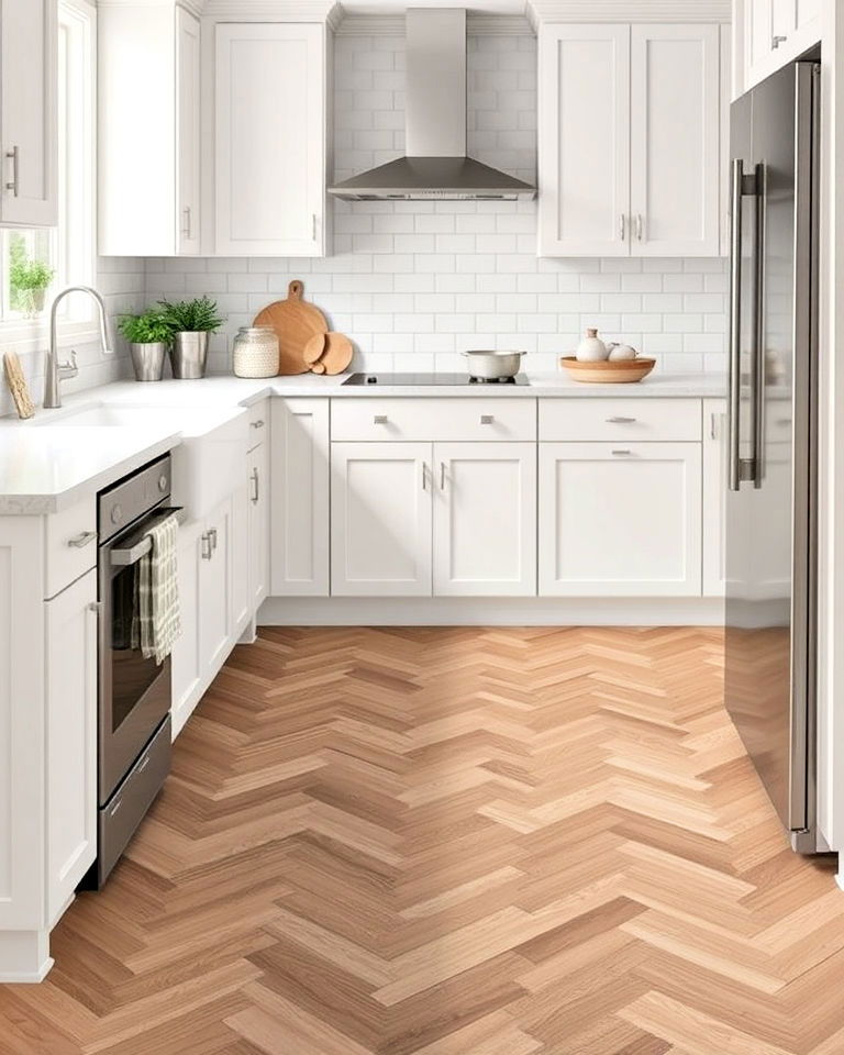 herringbone vinyl flooring for kitchen - 25 Vinyl Kitchen Flooring Ideas
