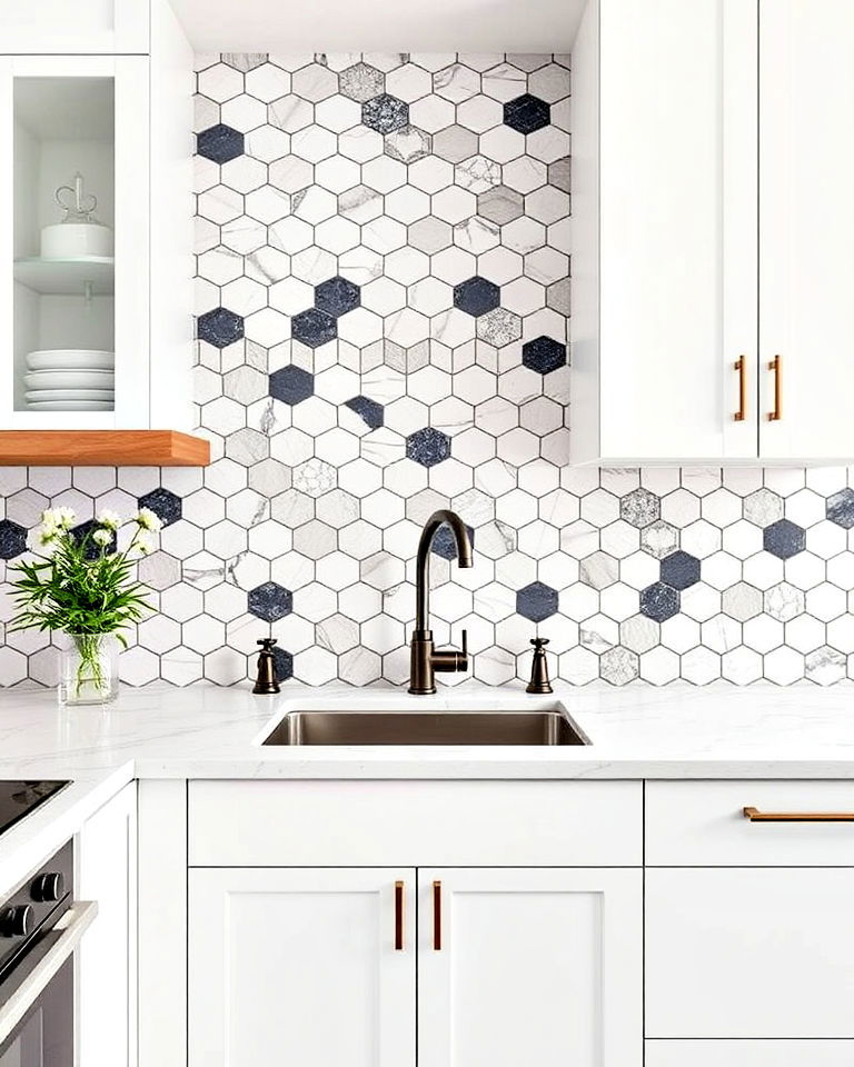 hexagon mosaic tile backsplash - 15 Mosaic Tile Backsplash Kitchen Ideas