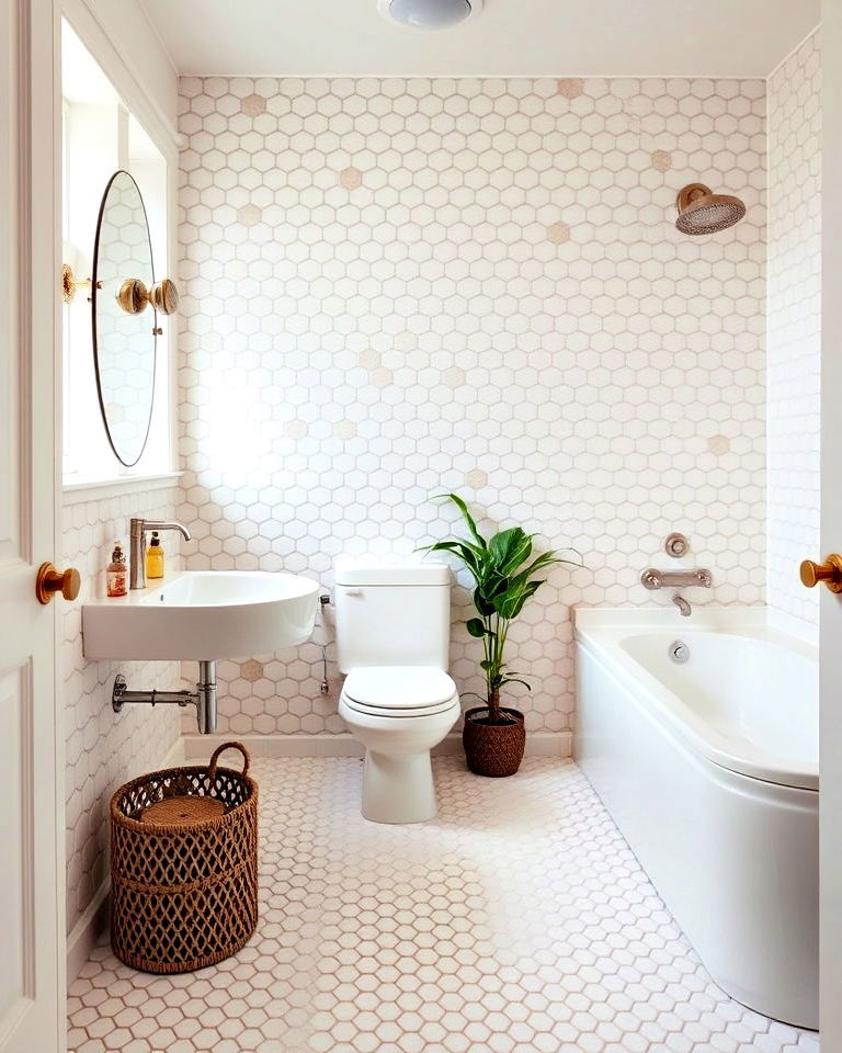 hexagonal or penny tiles for bathroom floor - 15 1960s Bathroom Ideas