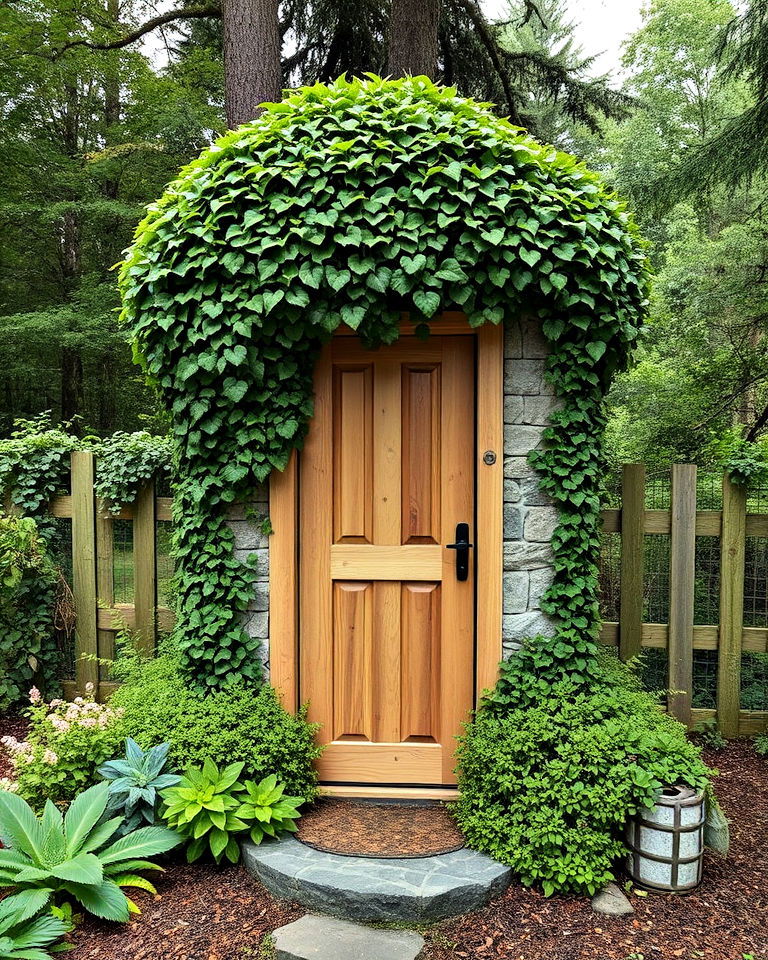 hidden greenery outhouse for garden - 15 Outhouse Design Ideas
