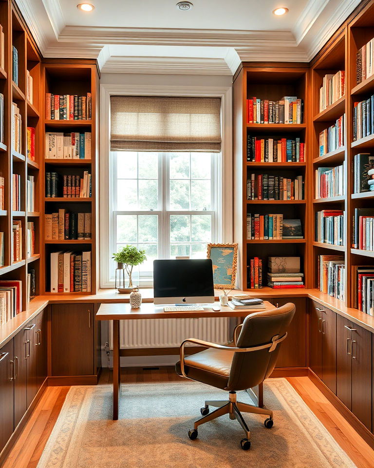 hidden library cabinets home office - 25 Home Office Library Ideas