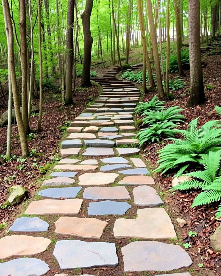 hidden woodland trail flagstone steps - 20 Flagstone Steps