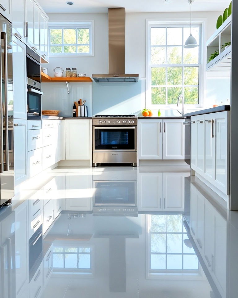 high gloss vinyl flooring for kitchen - 25 Vinyl Kitchen Flooring Ideas