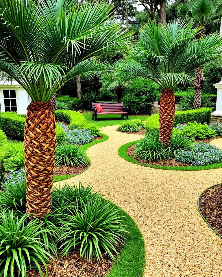 highlighting pathway intersections - 15 Pine Straw Landscaping Ideas