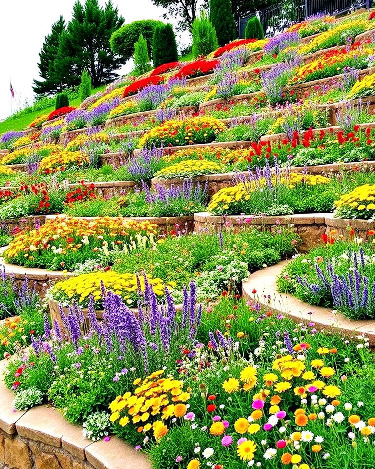 hillside into a vibrant wildflower haven - 15 Hillside Terraced Garden Ideas
