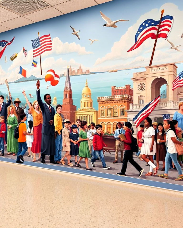 historical timeline mural for school - 40 School Mural Ideas