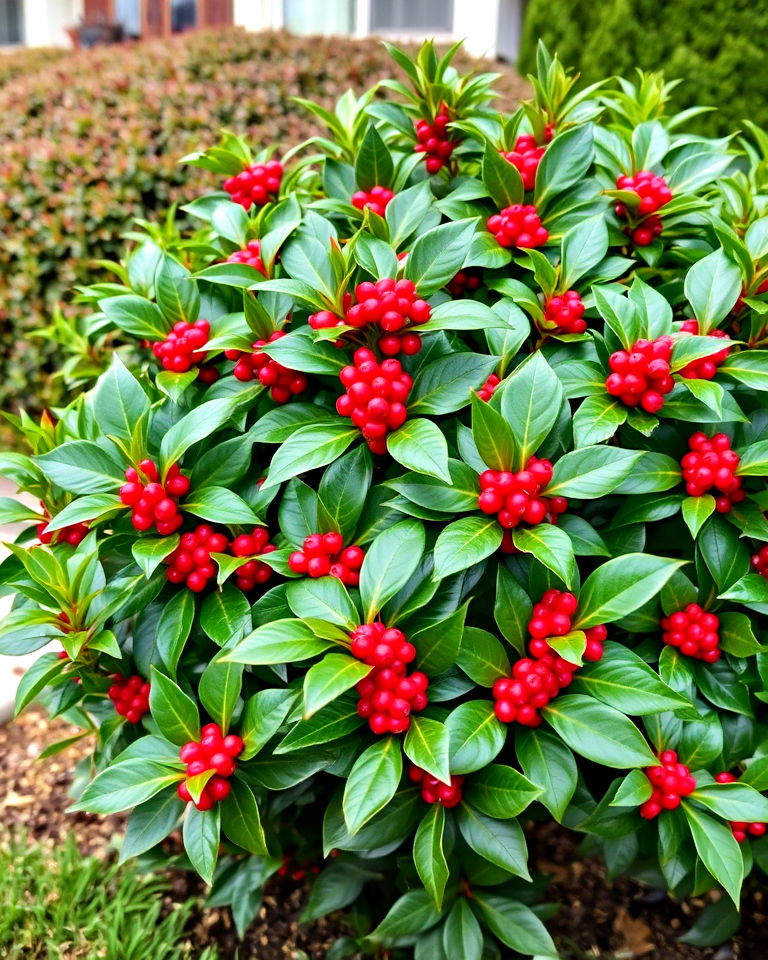 holly shrubs for seasonal charm - 25 Front Yard Evergreen Landscaping Ideas