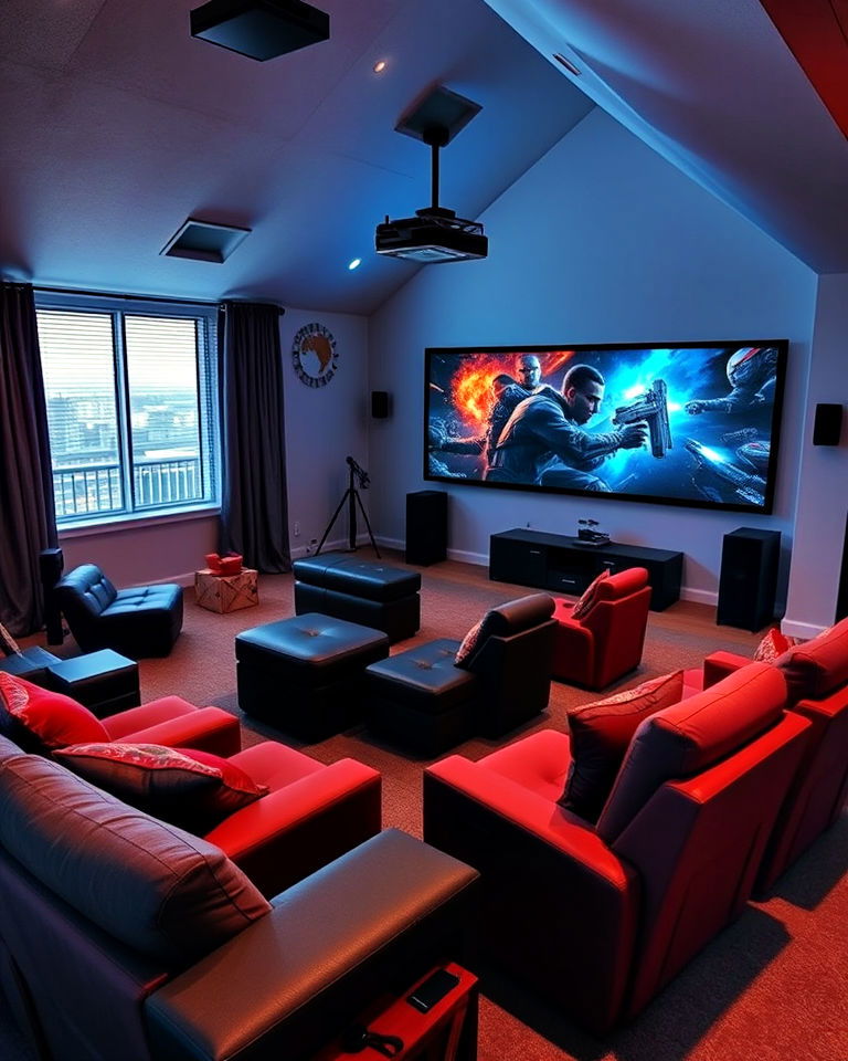 home theater and game combo room - 20 Loft Game Room Ideas