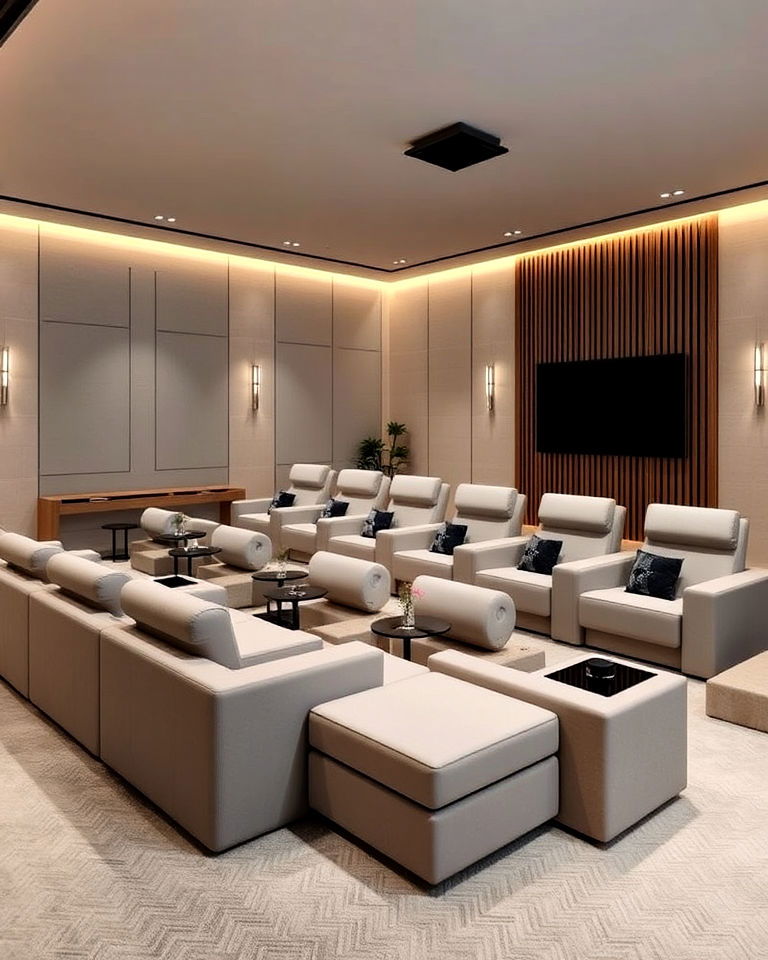 home theater with modular furniture - 25 Modern Home Theater Ideas