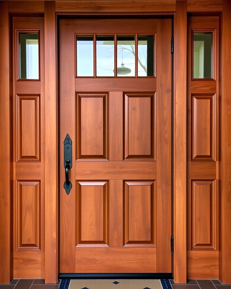 honey brown stain front door idea - 20 Stained Front Door Ideas