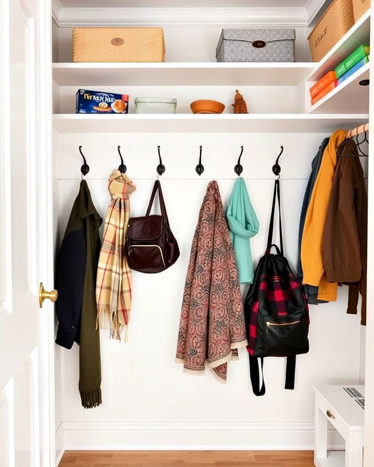 hooks and peg rails mudroom closet - 15 Mudroom Closet Ideas