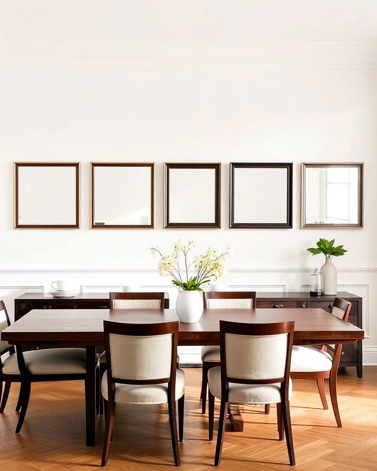 horizontal line up mirror gallery wall - 25 Mirror Gallery Wall Ideas