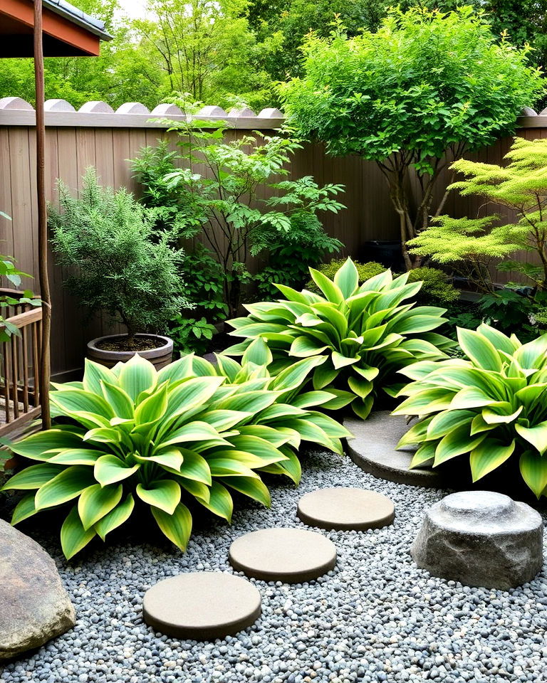 hostas in a japanese garden - 20 Hosta Garden Design Ideas