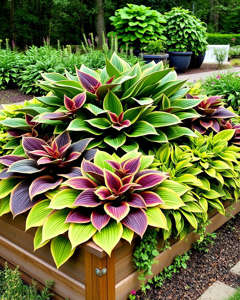 hostas in raised beds - 20 Hosta Garden Design Ideas