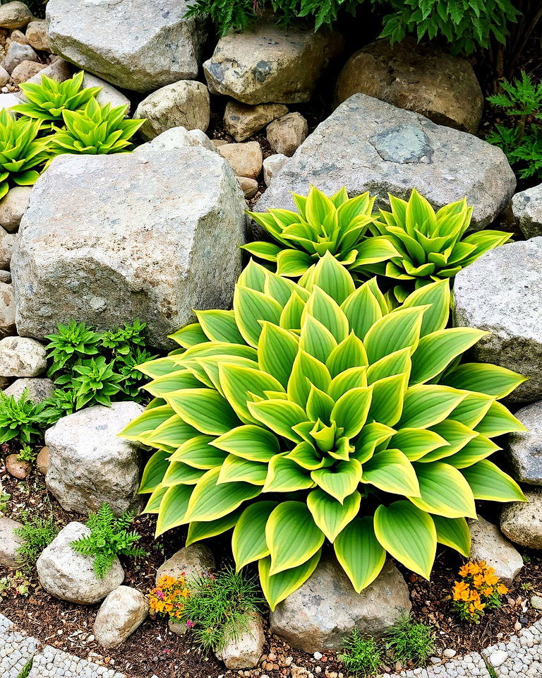 hostas in rock gardens - 20 Hosta Garden Design Ideas