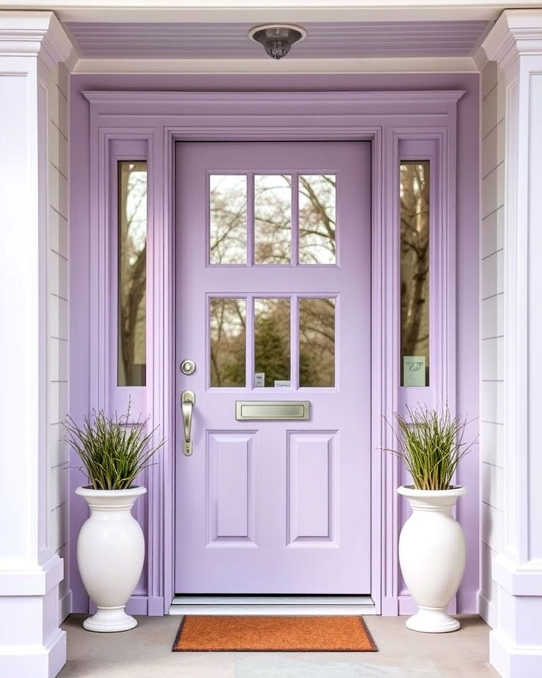 icy lilac front door for a refreshing feel - 25 Purple Front Door Ideas