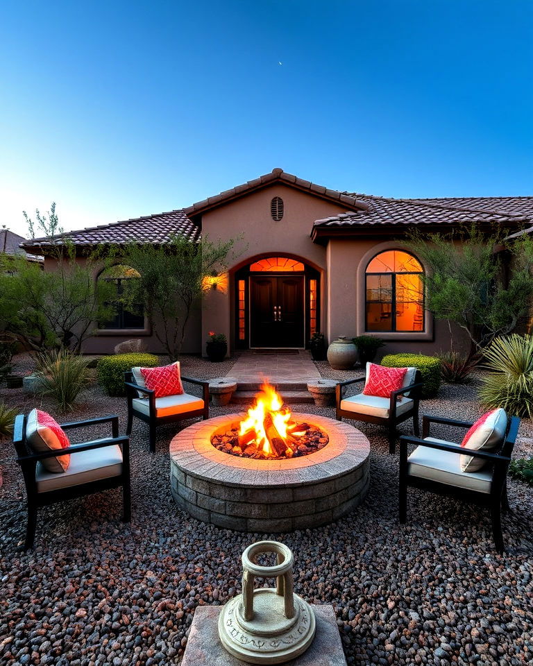 include a fire pit with surrounding seating - 25 Arizona Front Yard Landscaping Ideas