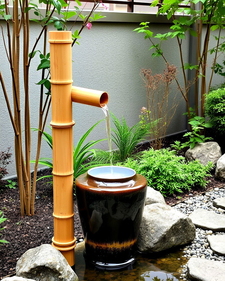 incorporate a bamboo water spout - 25 Asian Landscaping Ideas