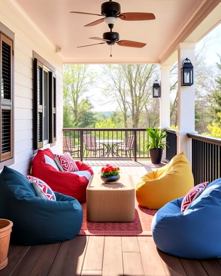 incorporate outdoor bean bags - 40 Veranda Ideas