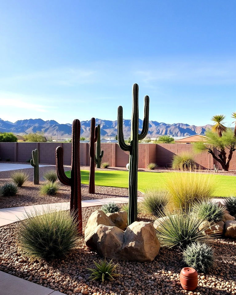 incorporate outdoor sculptures or artistic features - 25 Las Vegas Backyard Landscaping Ideas