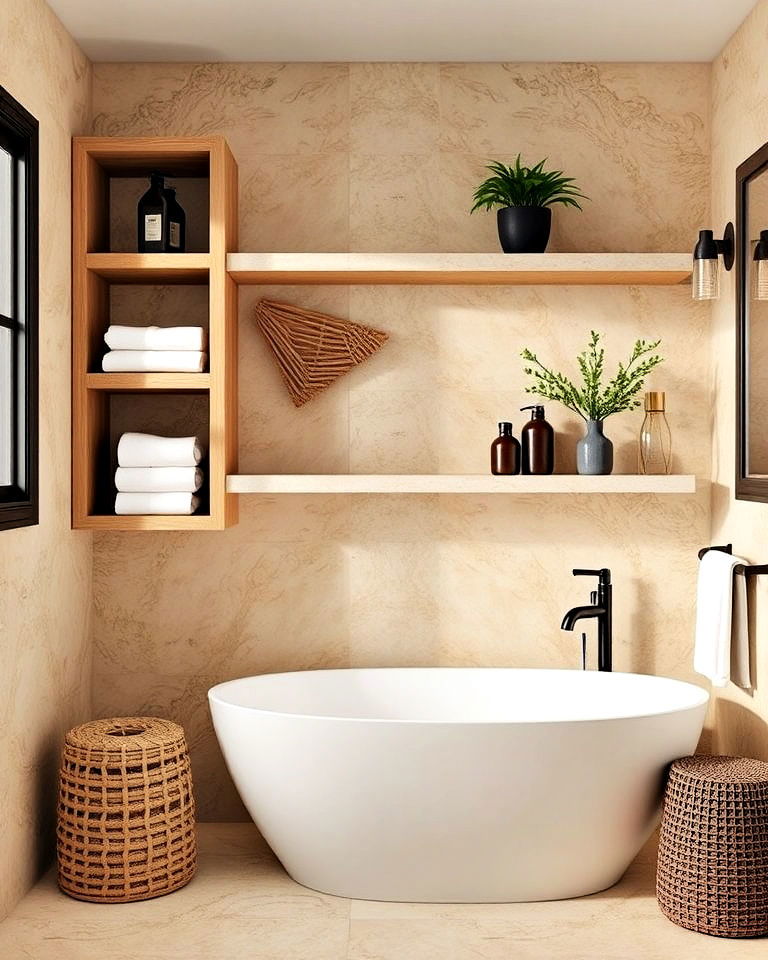 incorporate travertine shelving for bathroom - 25 Travertine Bathroom Ideas