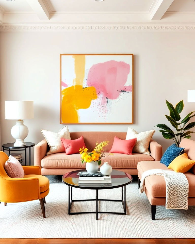 incorporate yellow and pink art - 25 How to Decorate With Yellow and Pink-captions