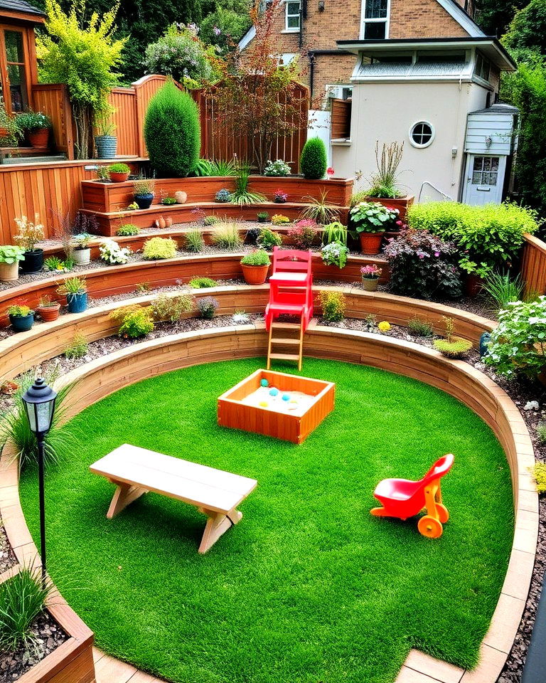 incorporating a play area for kids - 30 Terraced Garden Ideas