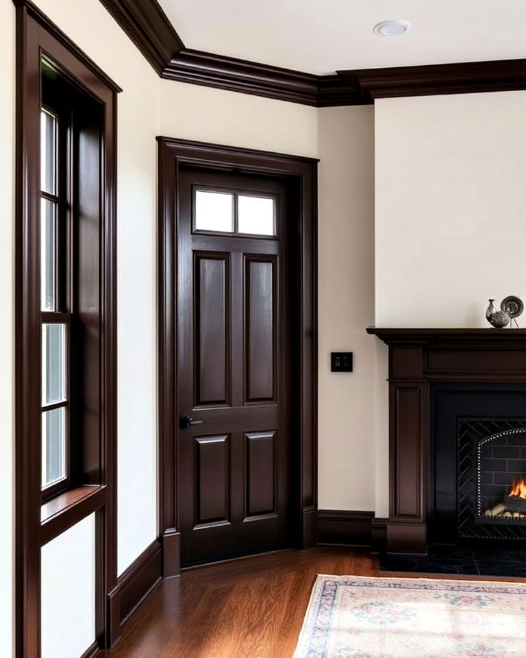incorporating dark wood trim along doors - 15 Dark Wood Interior Design Ideas