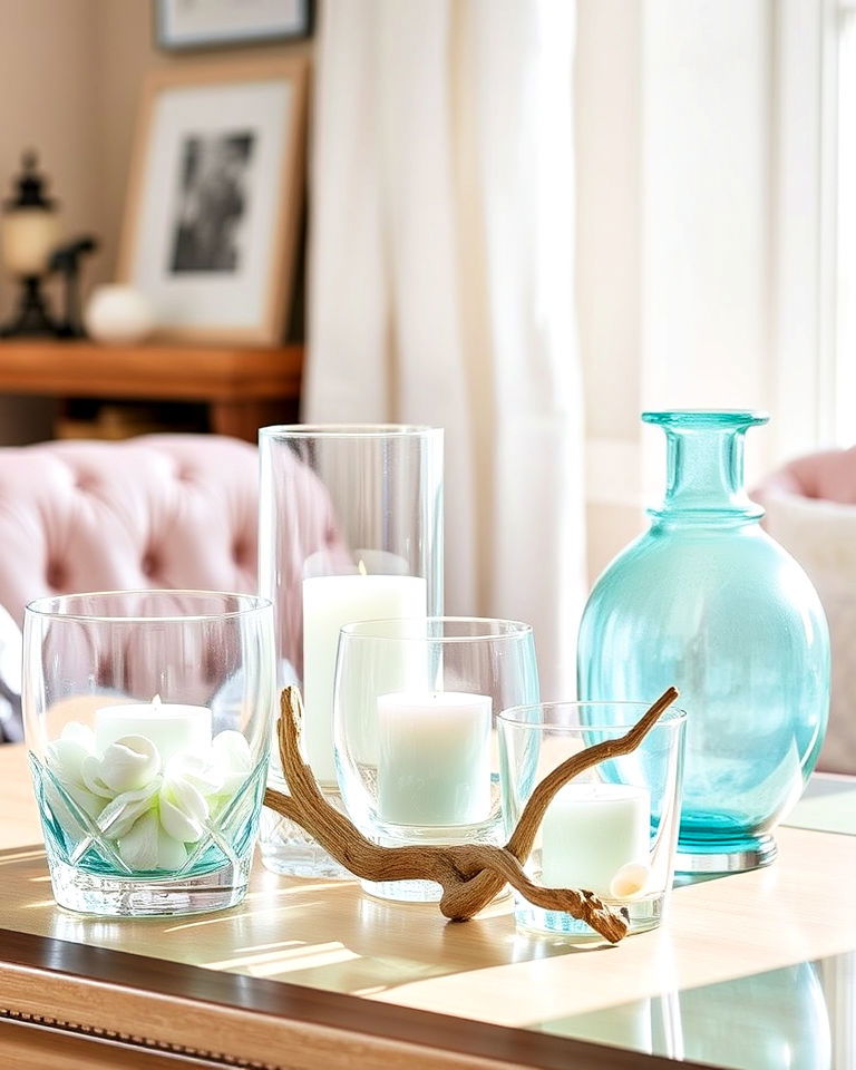 incorporating glass decor elements - 30 Coastal Interior Design Ideas