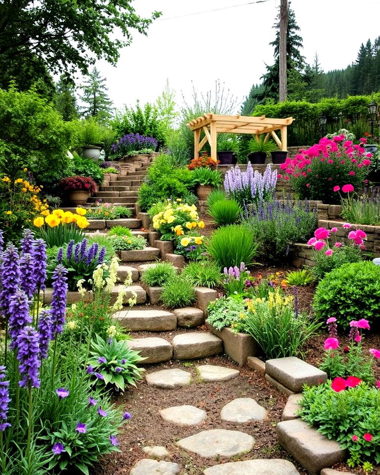 incorporating native plants for easy maintenance - 30 Terraced Garden Ideas