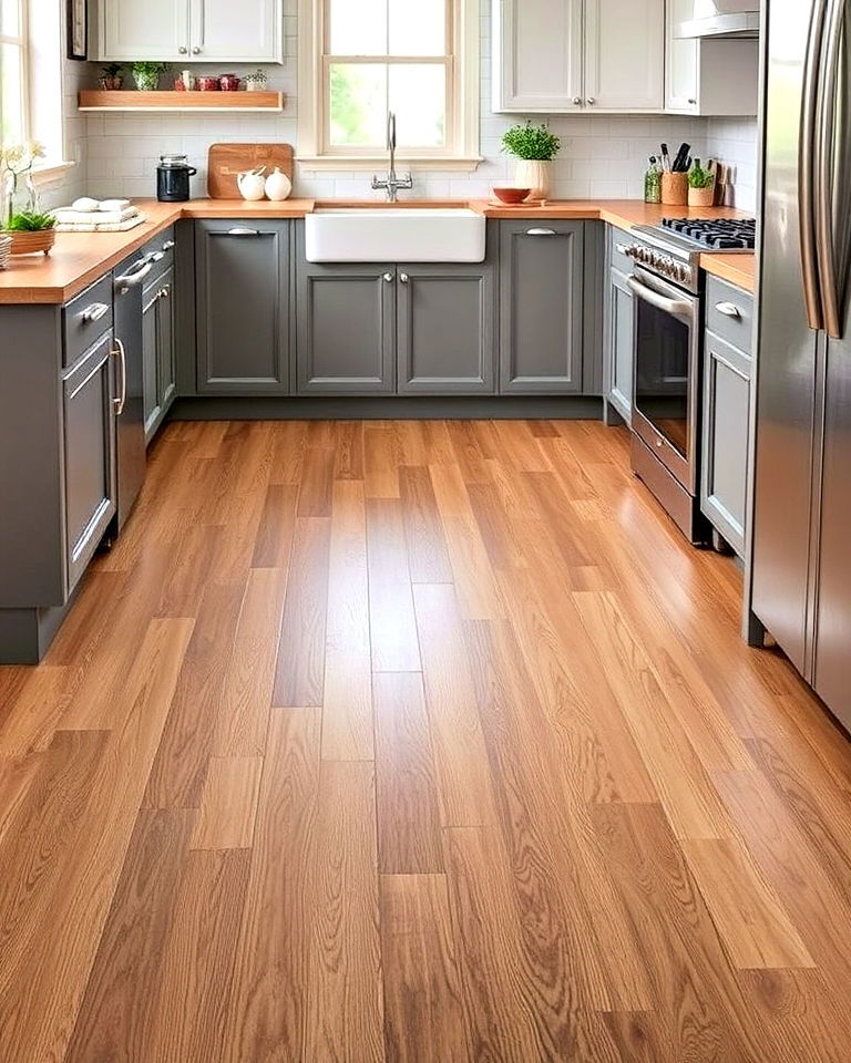 incorporating wood look vinyl flooring - 25 Vinyl Kitchen Flooring Ideas