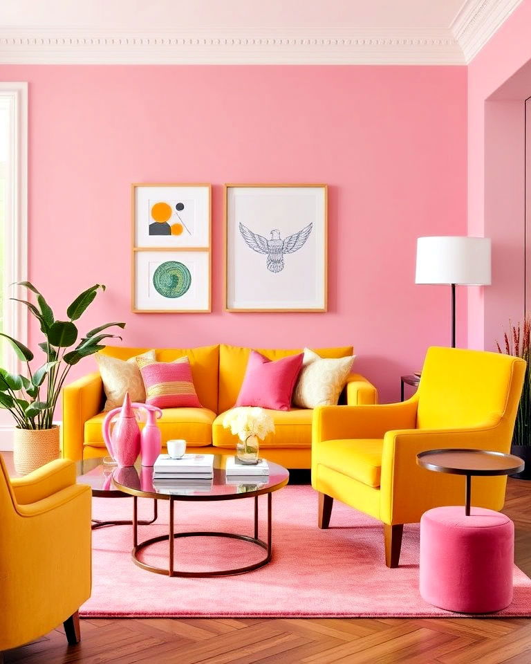 incorporating yellow and pink furniture pieces - 25 How to Decorate With Yellow and Pink-captions