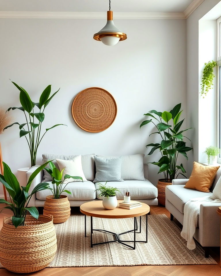 indoor greenery scandinavian living room - 20 Rustic Scandinavian Living Room Ideas