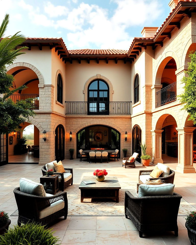indoor outdoor living space - 25 Mediterranean Mansion Ideas
