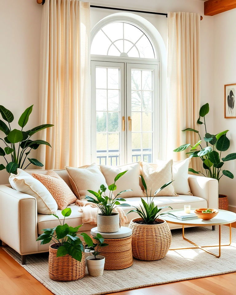 indoor plants and greenery living room - 15 Hygge Living Room Ideas