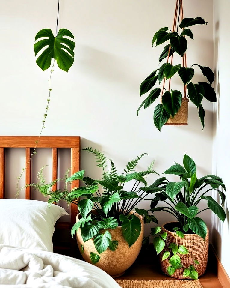indoor plants for natural greenery - 15 Wabi Sabi Bedroom Ideas