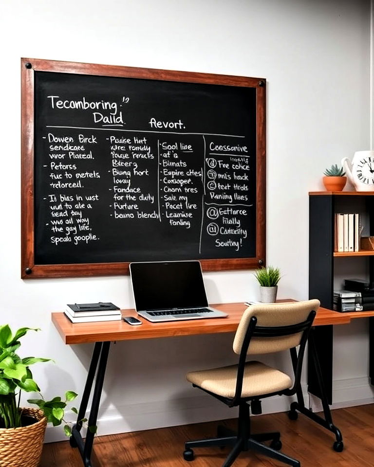 industrial chalkboard wall for office - 30 Industrial Home Office Ideas