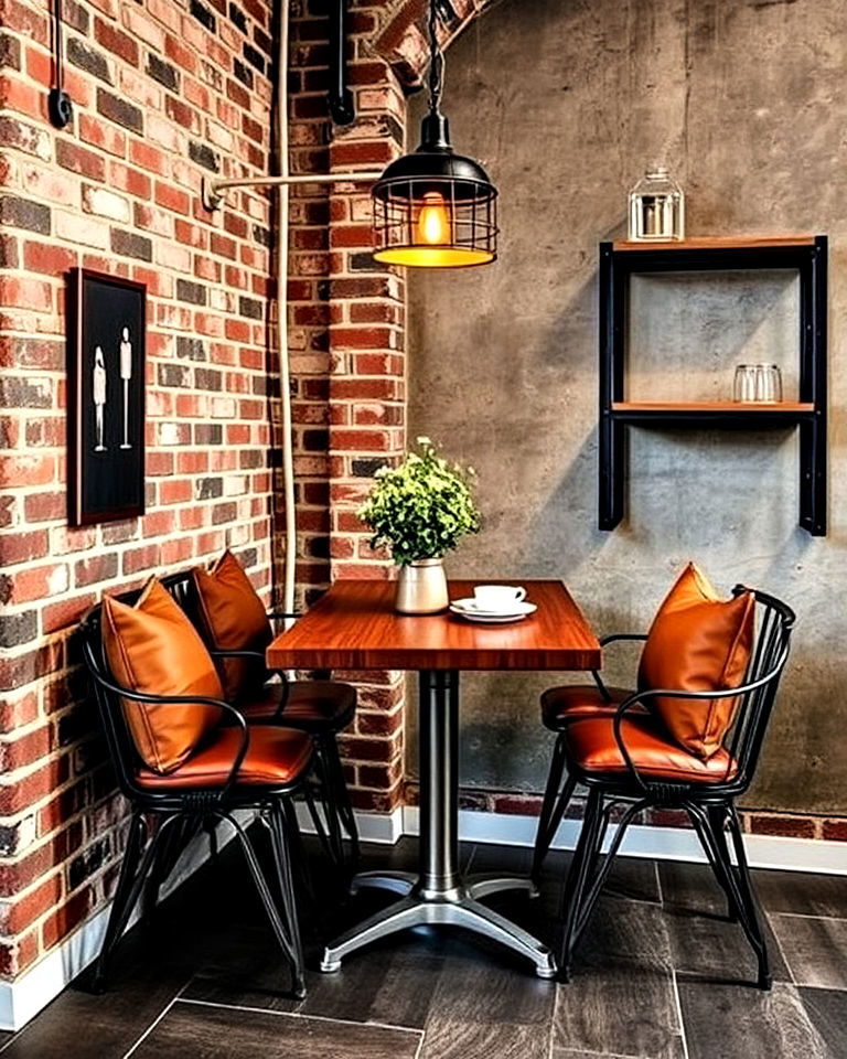 industrial chic appeal corner breakfast nook - 20 Corner Breakfast Nook Ideas