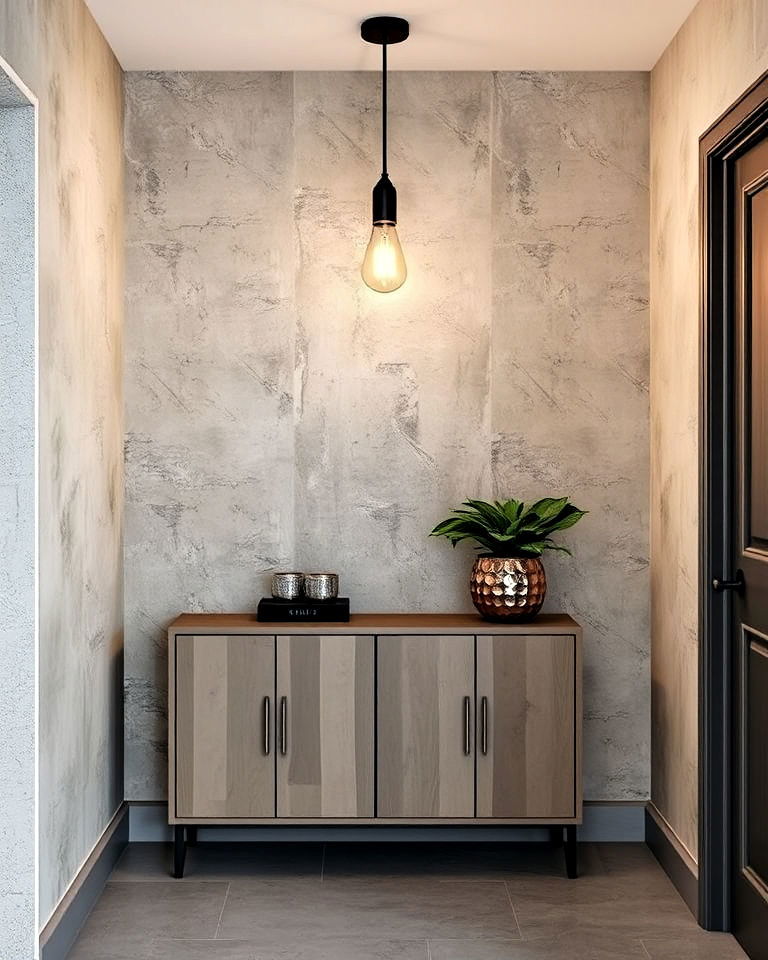 industrial concrete textured wallpaper - 30 Entryway Wallpaper Ideas
