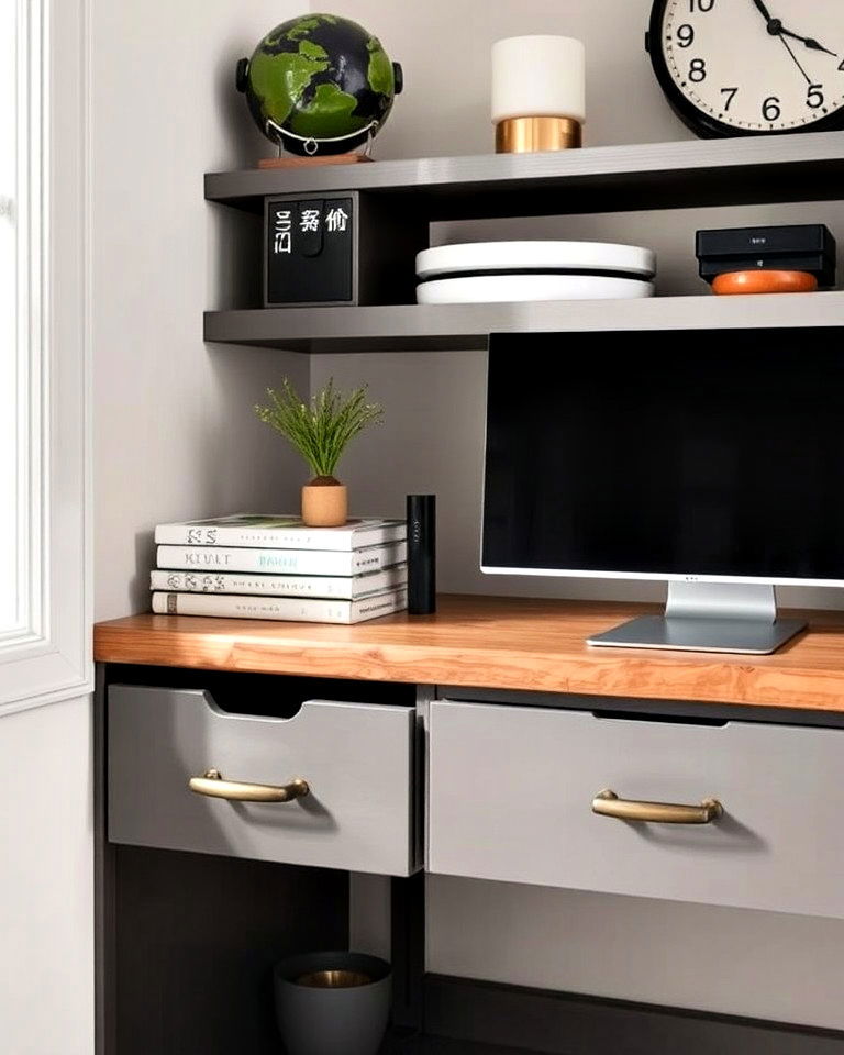 industrial inspired hardware - 30 Industrial Home Office Ideas