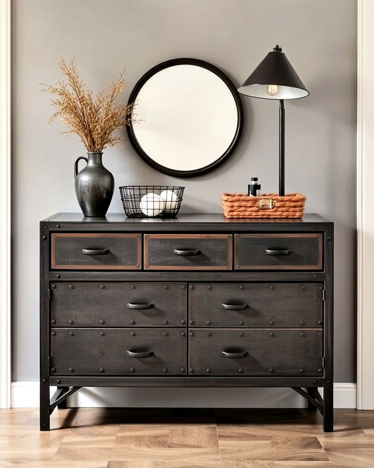 industrial metal dresser for entryway - 15 Entryway Dresser Ideas