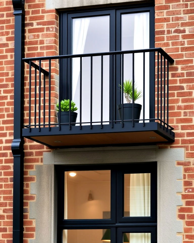 industrial style juliet balcony with black steel - 20 Juliet Balcony Ideas