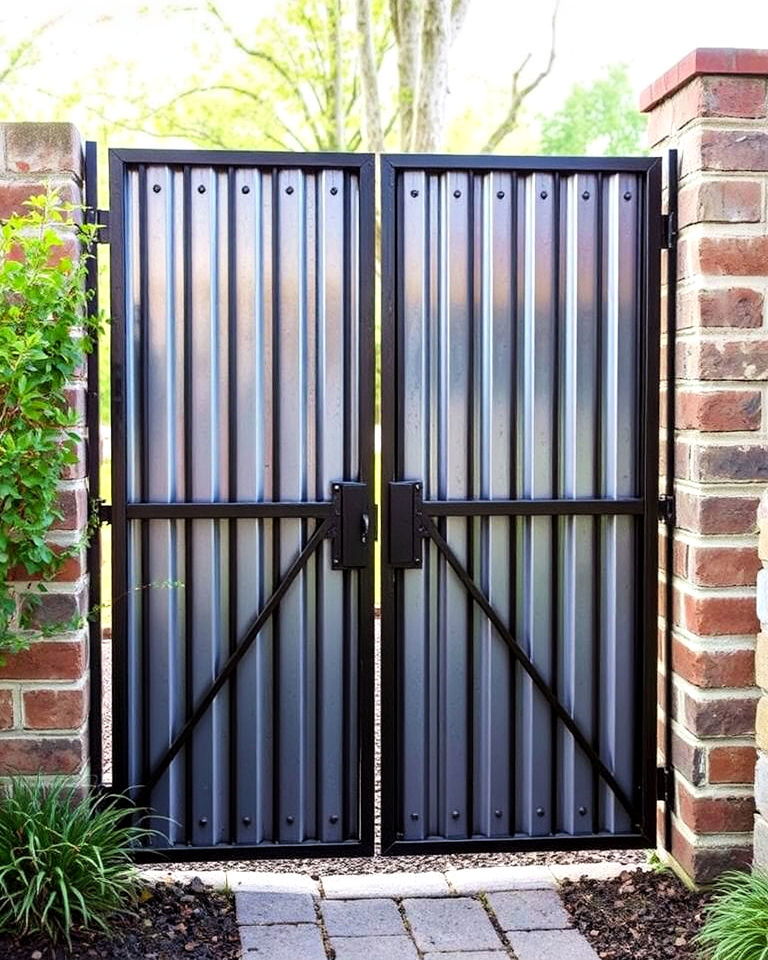 industrial style metal gate - 20 Metal Garden Gate Ideas