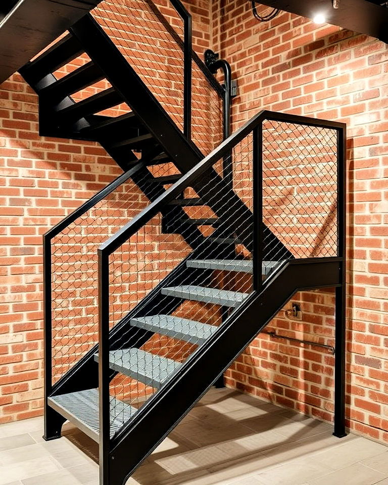 industrial style metal stairs for urban inspired basements - 20 Basement Stair Ideas