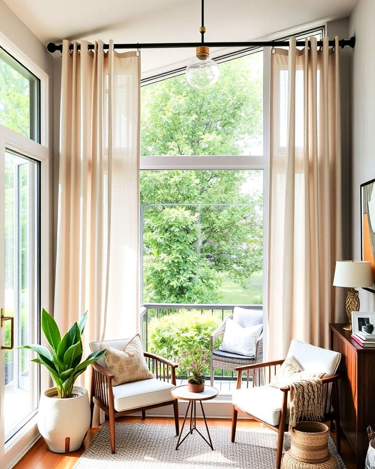 industrial style metal sunroom curtains - 20 Sunroom Curtain Ideas