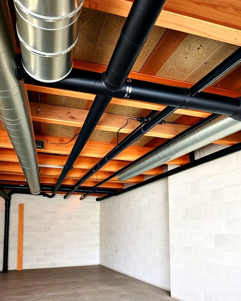 industrial style pipes and beams ceiling industrial style pipes and beams ceiling - 20 Exposed Basement Ceiling Ideas
